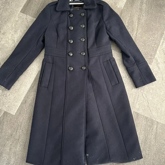 Banana Republic Wool Melton Militia Coat Navy Blue Size 4 - Picture 6 of 8
